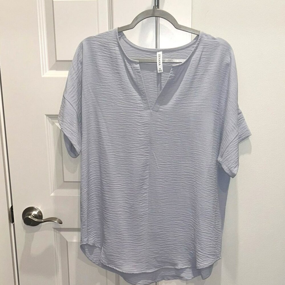 Zenana Gray Airflow Blouse